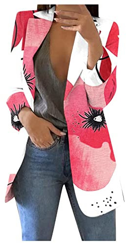 SCBFDI Tailleur Femme Chic Manteau Femme Grande Taille Veste Femme Chic Blazer Veste Femme Bleu Marine Manteau Femme Mango Ensemble Blazer Femme Chic Veste Rose Fushia Femme Veste Rouge L