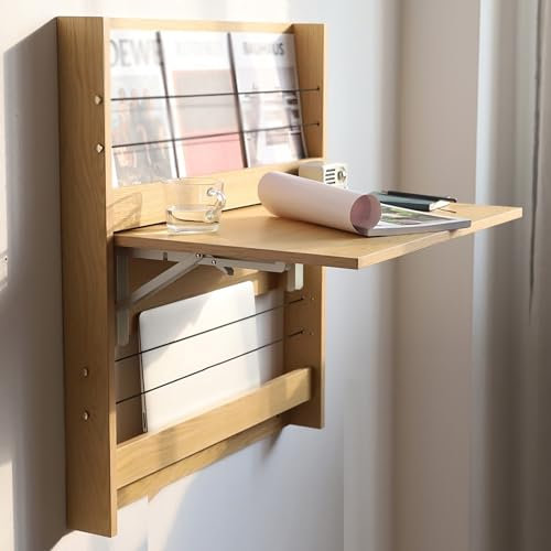 Yqyc Wandmontierter Schreibtisch, Klappbarer Wandtisch, Schwebender Schreibtisch, Wandmontage, Laptop-Schreibtisch mit Ablagefächern, für Zuhause, Büro, Schlafsaal