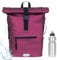 Elephant Rucksack Herren Plane Time Bag Kurierrucksack Roll-Top Fahrradrucksack Sport Fitness Damen 23 Liter A4 12821 + Flasche (Red Metallic 13074)