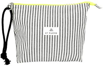 My Wander | Trousse de Toilette en Tissu pour Femme | Trousse de Voyage Pliable | Trousse de Maquillage avec Doublure imperméable | Fermeture éclair et Cordon de Serrage fluorescents | 20 x 28 x 6 cm