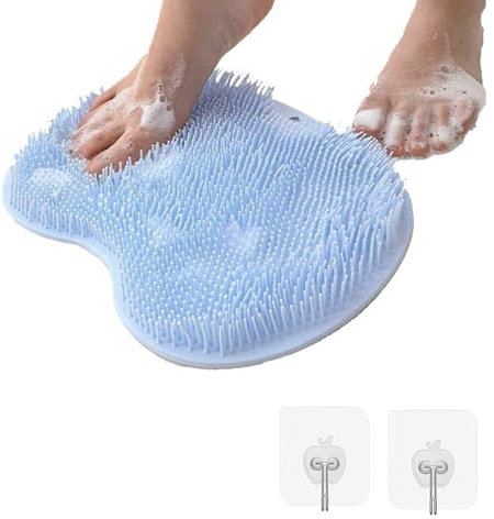 Tapis de nettoyage du dos des pieds, nouveau tapis de douche 2024 avec ventouses antidérapantes, tapis de nettoyage des pieds mural en silicone exfoliant for salle de bain, tampon de nettoyage des pie
