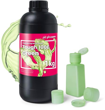 Phrozen Tough 100E 3D Drucker Harz| 405nm Photopolymer Engineering Resin für LCD Printer | Stoßfestigkeit mit moderater Steifigkeit - Grün (1kg)