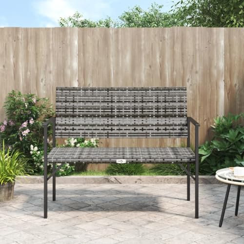 KLYEON Gartenbank 2-Sitzer Grau Poly Rattan,2SitzerGartenbank aus wetterfestem Polyrattan Perfekt für Garten und Terrasse Terrassen Sitzmöbel