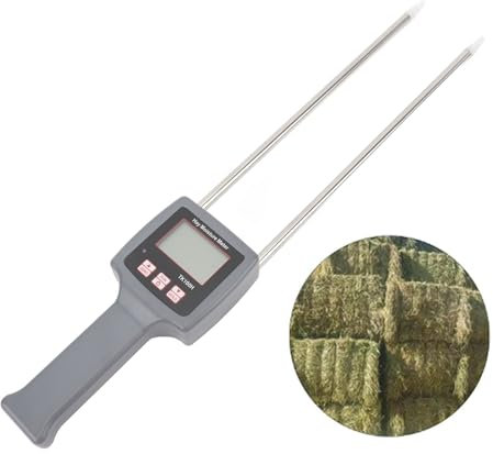 Medidor de Humedad de Heno Portátil, Herramienta de Prueba Precisa Probador Digital de Humedad de Heno para Cereales, Paja, Salvado, Forraje, Hierba, Leymus Chinensis