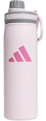adidas Botella de agua de acero inoxidable de 20 onzas, con aislamiento de doble pared, metal 18/8, hombres, mujeres, niñas y niños, fusión rosa claro/gris/rosa, 20 onzas
