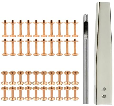 Zdprkqzvz 40 juegos de remaches y rebabas de cuero con herramienta de ajuste de instalación y herramienta de remache para cinturón de cuero, bolsos de cuerda