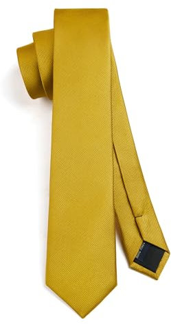 HISDERN Gold Krawatte Herren Schmale Einfarbig Seide Krawatten für Herren Klassische Formelle Elegante Schlipse Hochzeit Party Business Krawatte 6cm