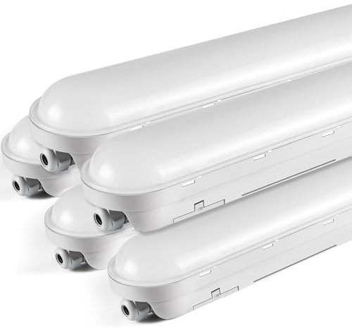 TONFFI 5 Stück Feuchtraumleuchte LED 120CM 36W 4500LM Röhrenlampe Komplett IP65 Verknüpfbar Wannenleuchte Feuchtraumlampe led Keller Deckenleuchte für Garage Werkstatt 4000K Neutralweiß