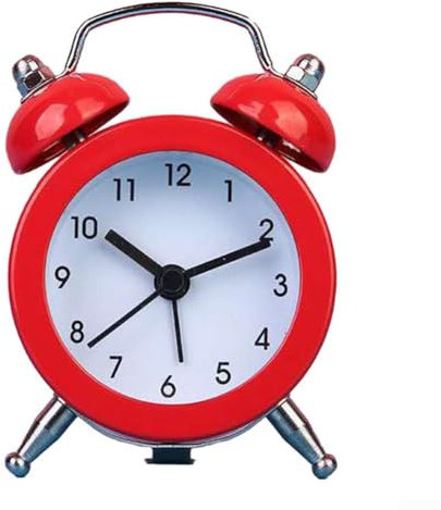 Doppelglockenwecker aus Metall mit zuverlässigem Quarzwerk, für einen ruhigen Schlaf (rot)