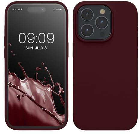 kwmobile Case for iPhone 15 Pro Case - Soft TPU Silicone Cover - Bordeaux Violet