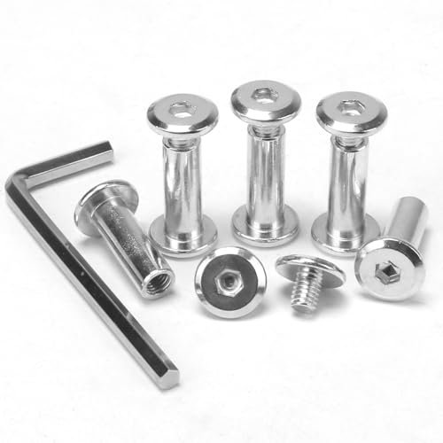 KINDPMA 70Pcs M6*20mm Vis de Connexion et Manchon Vis de Liaison en Acier Inoxydable Vis de Raccordement Connecteur d'armoire Connecteur Fileté Vis d'Assemblage pour Meubles Poignée Porte