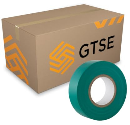 GTSE - Ruban adhésif isolant électrique vert - 19 mm x 20 m - résistant, autocollant - protèger, regrouper, réparer des câbles - 100 rouleaux