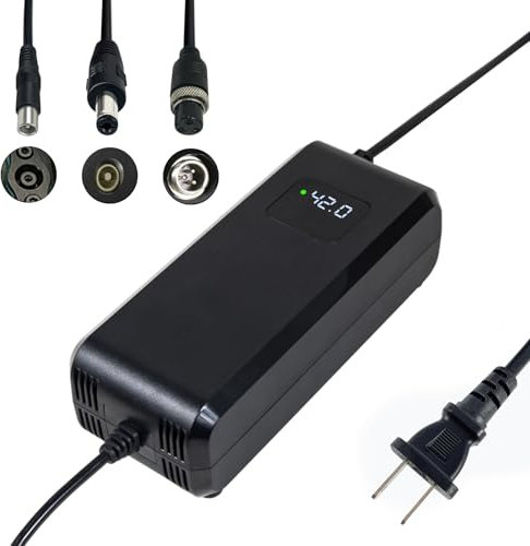 Chargeur de Batterie 42V 5A, adapté aux Batteries Lithium 36V, certifié UKCA,Velo Electrique, trotinette Electrique, équipé d'un connecteur RCA 8mm DC 5.5 * 2.1mm