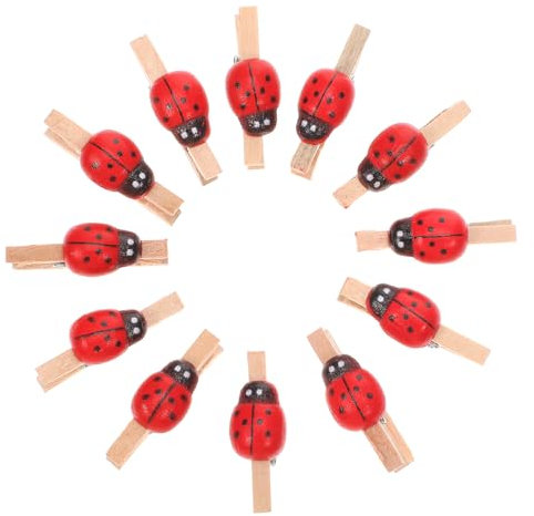 Veemoon 100 Pcs Petites Pinces à Linge Coccinelle en Bois - Clips Décoratifs Animaux Colorés pour Bricolage - Photos Et Décoration De Bureau à Domicile
