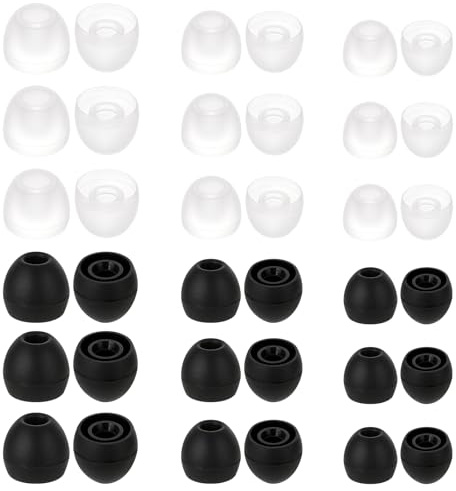 36 Stück Ersatz Ohrstöpsel Transparent und Schwarz Silikon Ohrhörer Ersatzstöpsel Komfort Ohrstöpsel Kompatibel mit den meisten in-Ear Kopfhörer (3 Größen)