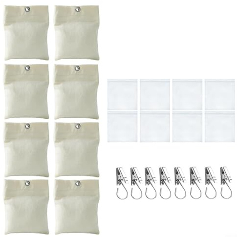 8/12er-Pack Outdoor Vorhang Leinwand Gewichte, Selbstklebender Verschluss, Wetterfeste GartenpavillonvorhäNge Sandsack Mit Metallklemmen, Tragbare Gewichtstasche für Garten Pavillon Terrasse(8 Pack)