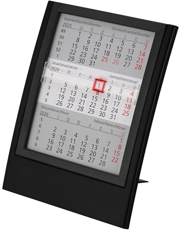 Tischkalender + 2026/2027 + Monatskalender 3 Monate Kalender Kalendarium Stehkalender Ausstellkalender Bürokalender 2 Jahr Jahre 24 Monat Monate Quer Büro Hoch – Made in Germany - Variante 4