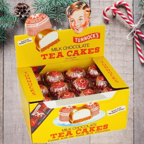Tunnock's Tea Cakes – Pack of 36 – Classic Scottish Milk Chocolate Marshmallow Treats with Crunchy Biscuit Base – 24g Each – Perfect for Snacking, Gifting & Christmas