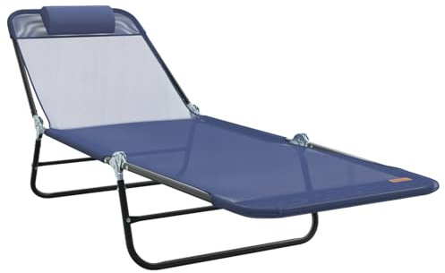 vidaXL Faltbare Sonnenliege mit Kopfstütze Marine Textilene