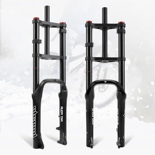 Snow Bike Air Fork 20 Inch 4.0 Fat Tire Travel 130mm Double Shoulder Mountain Bike Suspension Fork BMX QR 9mm Disc Brake E-Bike Front Forks Straight Tube Rebound Adjust
