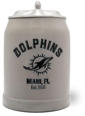 Bavariashop | ®NFL PREMIUM Team-Krug Miami Dolphins | NFL Fankrug mit Team Logo | American Football Sammlerkrug | 0,5 Liter mit Zinndeckel