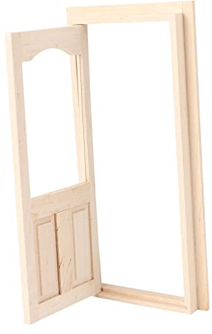Operitacx Mini House DIY Solid Wood Door Model Blank Khaki Miniature Door for Dollhouse Easy to Paint and Decorate DIY Accessory for Model Lovers and Crafts