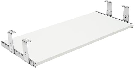 FIX&EASY Support coulissant Up&Down XL p. clavier ordinateur et souris avec tablette tiroir 800X400mm blanc décor, rails réglable en hauteur galvanisé glissières 400mm avec verrouillage pour pc table