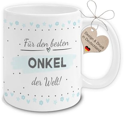 Maus-Design Tasse Für den besten Onkel der Welt | liebevolles Geschenk zum Geburtstag oder Weihnachten für Onkel | Handmade in Deutschland