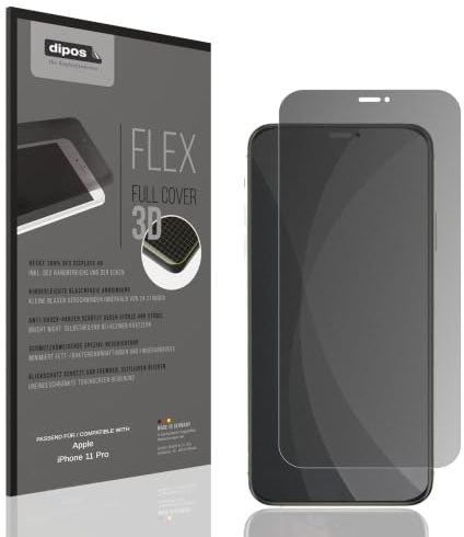 dipos FLEX Blickschutzfolie für Apple iPhone 11 Pro | Privacy Displayschutz matt, 2-Wege Sichtschutz, Full Cover, selbstheilend, blasenfrei, Fingerprint-kompatibel, selbstklebend