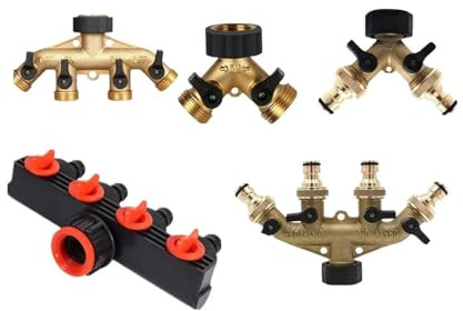 Distributeur d'eau à quatre voies en laiton, raccord fileté, distributeur d'eau en forme de Y, robinet d'irrigation de jardin, alimentation automatique en eau(D 1pcs)