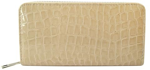 Cham Cham Geldbörse für Damen aus Kunstleder in Braun, Geldbeutel mit Reißverschluss in 10 x 19 x 2,8 cm