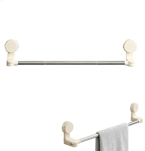 Porta Asciugamani da Bagno a Ventosa Senza Foratura, Supporto Muro Estensibile per Cucina - Appendiabiti Regolabile, Ideale per Asciugare Lenzuola e Copriletto Leggeri, Bianco