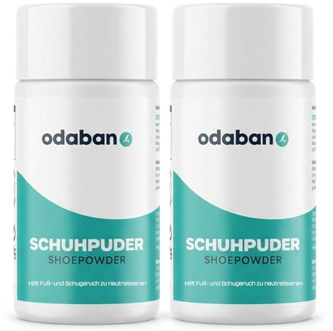 odaban® Fuß- und Schuhpuder | reduziert Fuß- & Schuhgeruch | keimreduzierend gegen Bakterien & Pilze | bindet Feuchtigkeit für langanhaltende Frische | ideal bei Schweißfüßen & Sportschuhen |2 x 50g