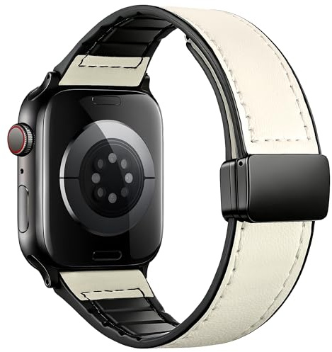 G-ficu Magnetic Leather Band for Apple Watch Straps Women Men 38mm 40mm 41mm 42mm 44mm 45mm 46mm 49mm, Premium Leather iWatch Strap for Apple Watch Strap Series 11 10 9 8 7 6 5 4 3 2 1 SE 3 Ultra 3