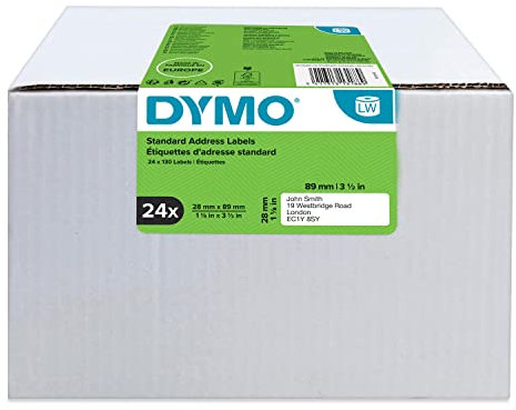 DYMO Original LabelWriter Adressetiketten | 28 mm x 89 mm | 24 Rollen mit je 130 leicht ablösbaren Etiketten (3.120 Etiketten) | selbstklebende Etiketten | für LabelWriter-Beschriftungsgerät