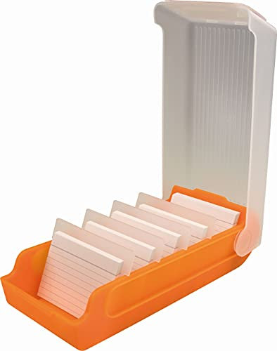 helit H6901040 - Karteikarten Box „the beebox“ DIN A8 quer, orange, Lernkartei und Aufbewahrungsbox