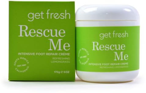 Intensive Foot Repair Cream For Cracked Heels And Dry Skin by Get Fresh Rescue Me Foot Moisturiser, Heel Balm for Callouses and Hard Skin Refreshing Lemongrass 170g