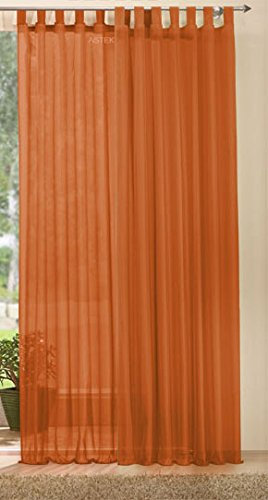 Gardinenbox Schlaufenschal Uni transparent Voile, 2 Stück 245x140, Terrakotta, 061000