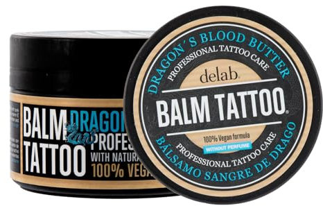 BALM TATTOO Dragon's Blood Butter 250 ml ohne Parfüm, vegan, feuchtigkeitsspendend während und nach dem Tätowieren, verengt die Poren, um starkes Ausbluten der Farben zu verhindern