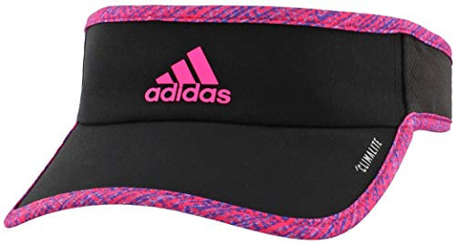 adidas Damen Superlite Performance Visor, Damen, Damen Superlite Visor, Schwarz/Subdued Print/Shock Pink, Einheitsgröße