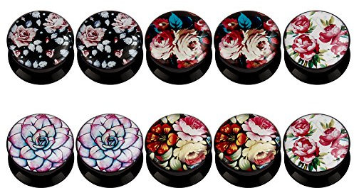 KUBOOZ (5 Paare Rose Acryl Ohr Plugs Tunnels Messgeräte trage Piercings