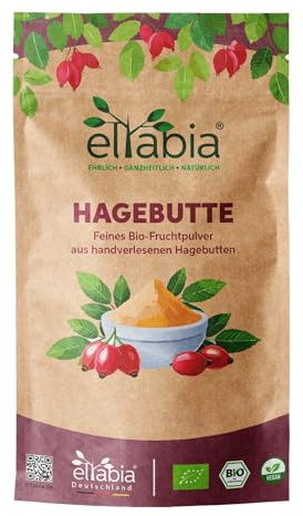 Bio Hagebutten Pulver 500g | Hagebuttenpulver aus EU-Anbau in Premium Rohkost-Qualität | 100% rein ohne Zusätze (DE-ÖKO-007) Hagebutte