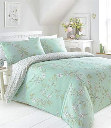 Homemaker Country cottage bedding floral design pretty quilt cover duvet sets (Green,Double)