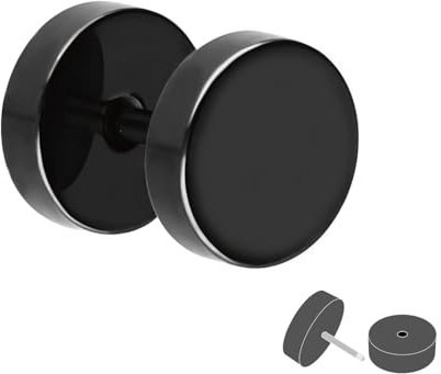 Treuheld Fake Plug - Edelstahl Ohrstecker zum Schrauben - Schwarz - Damen & Herren - 8mm