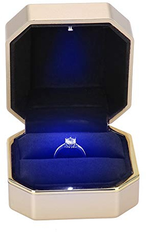 TMISHION Ringbox mit Innenbeleuchtung, Aufbewahrungsbox für Ringe, Schmucketui, Ringbox für Antrag, Verlobung, Hochzeit, Valentinstag, (01#)