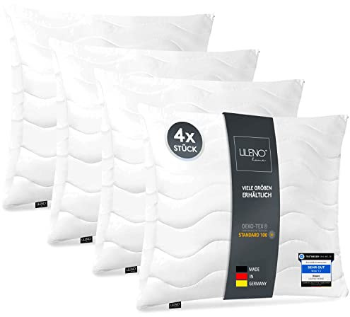 LILENO HOME Kopfkissen 50x50 cm [4er Set] als Kissen-Füllung - Bett oder Deko Kissen mit Reißverschluss zum Anpassen - Waschbar bis 95° - Sofa-Kissen & Zierkissen für Couch/Bett