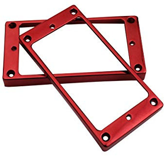 Guyker Curved Bottom Metal Humbucker Pickup Mounting Ring Set - Bridge and Neck Pickups Cover Frame Replacement Compatible with Les Paul LP Style Electric Guitar or Precision Bass(2PCS, Rose Red)