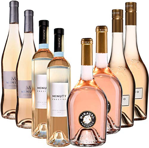 Best of Provence - Lot de 8 bouteilles - Minuty : M*2 / Prestige*2 - Miraval : Studio*2 / Jolie-Pitt*2 - Côtes de Provence Rosé 2019 (8 * 75cl)
