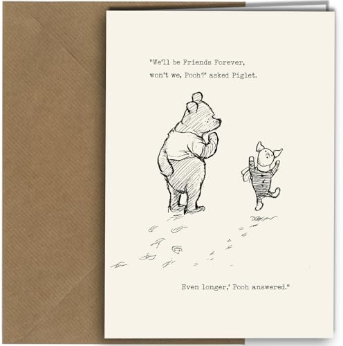 Pooh and Piglet Birthday Friendship Valentine Anniversary Card We'll Be Friends Forever Inspired Winnie Fans Greeting Card #1341