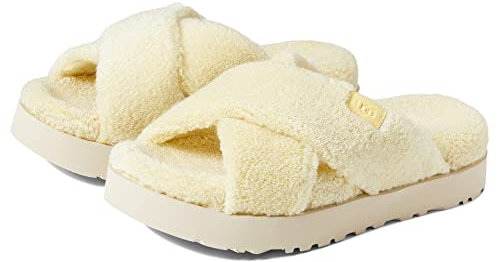 UGG Damen Fuzz Sugar Terry Cross Slide Hausschuh, Banana Pudding, 41 EU